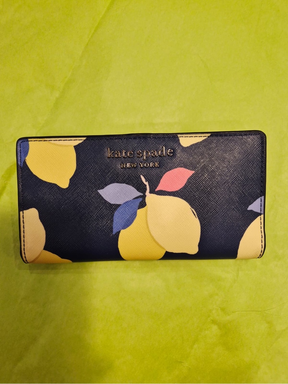 kate spade Navy Lemon Pattern Continental Wallet